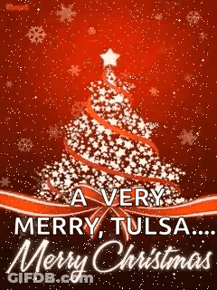 Very Merry Tulsa Merry Christmas Card With Star Tree GIF