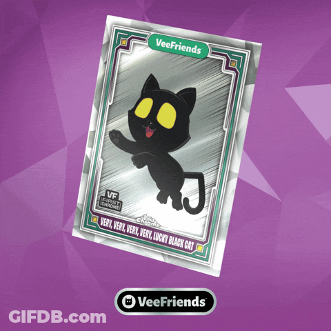 Very Very Very Lucky Black Cat Card From Veefriends GIF