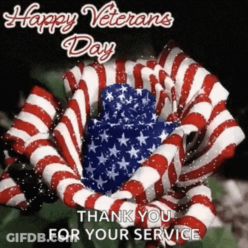Veterans Day Greeting Card With American Flag Flower GIF