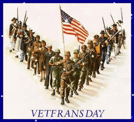 Veterans Day Soldiers United States Flag Sparkle GIF