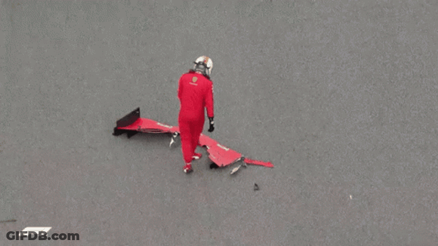 Vettel Leclerc Collision Debrie GIF
