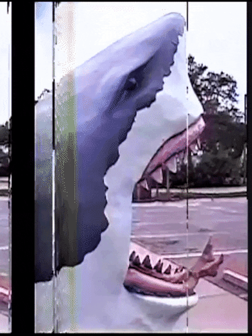 Vhs Effect Shark Statue GIF