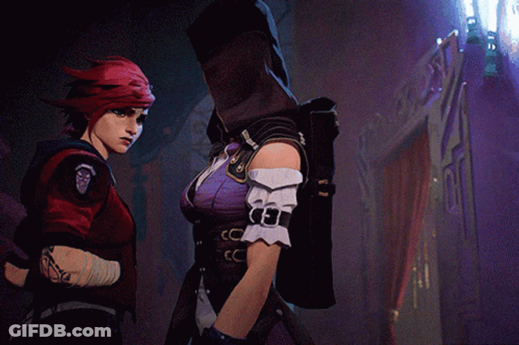 Vi Arcane Walks Past Caitlyn With A Sad Face GIF