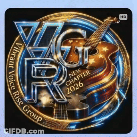 Vibrant Voice Rise Group Logo With Guitar GIF