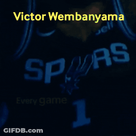 Victor Wembenyama Says Every Game Is A Statement On Blue Background GIF