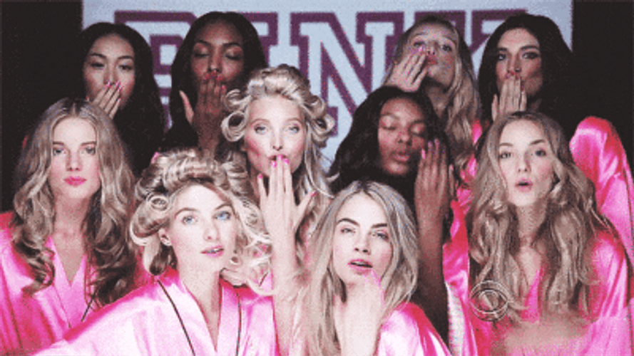 Victoria Secret Supermodels Blowing Kiss GIF
