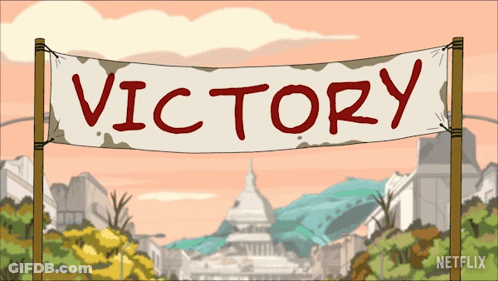 Victory Sign Hanging From Pole GIF
