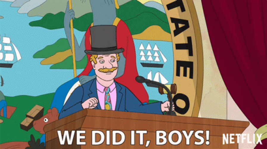 Victory Speech Bojack Horseman We Did It Boys GIF