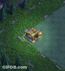 Video Game Building Surrounded By Trees And Grass GIF