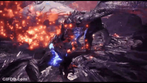 Video Game Character Attacked By Giant Dragon GIF