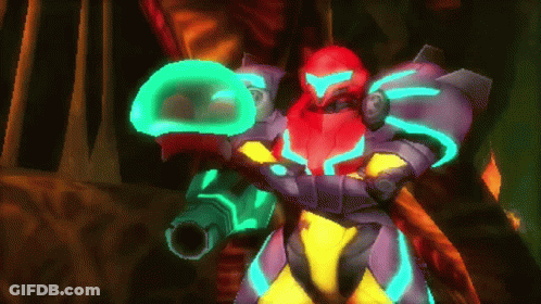 Video Game Character Attacked By Pink Robot GIF