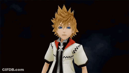 Video Game Character Blonde Hair Blue Eyes Standing In Dark GIF