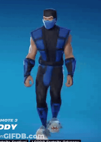 Video Game Character Dancing In Blue And Black GIF