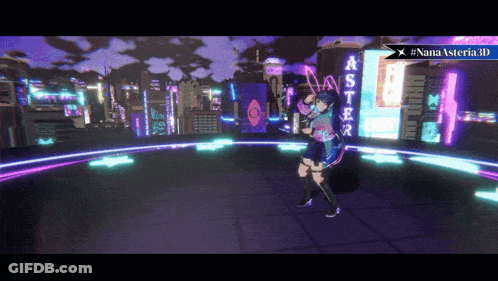 Video Game Character Dancing In Front Of Nana Asterian Sign GIF