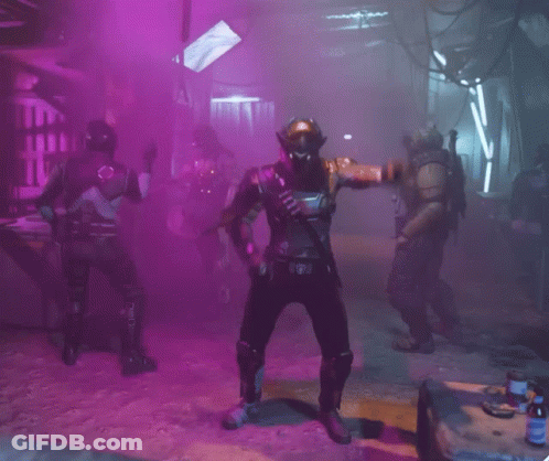 Video Game Character Dancing In Purple Smoke GIF