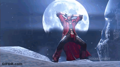 Video Game Character Dancing Under Full Moon Doomguybot GIF