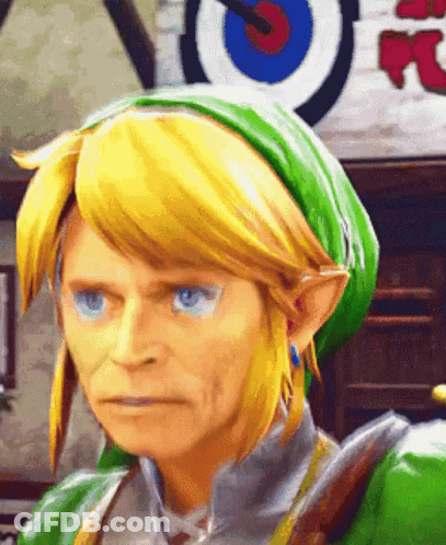 Video Game Character Face With Target Behind GIF