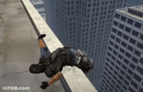 Video Game Character Falling Off Ledge GIF