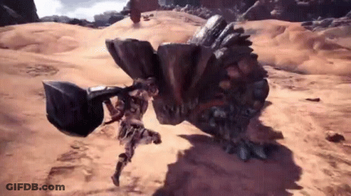Video Game Character Fighting Monster With Hammer GIF