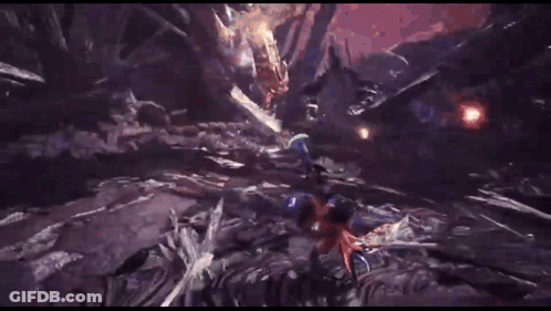 Video Game Character Fighting Monster With Sword And Shield GIF