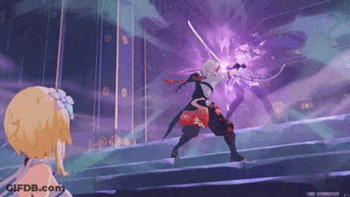 Video Game Character Fighting With Sword And Bow GIF