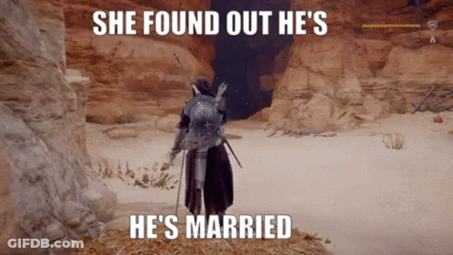 Video Game Character Finds He's Married GIF