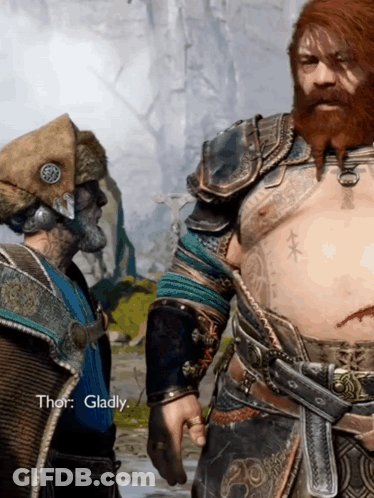 Video Game Character Gladly Says Thor Beside Man GIF