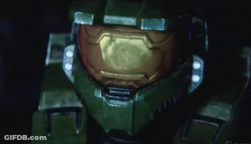 Video Game Character Helmet With Com GIF