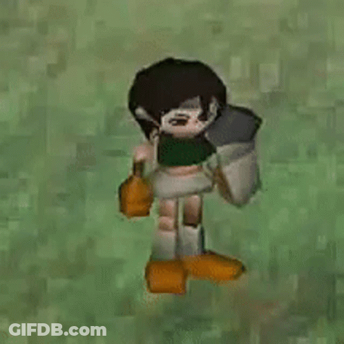 Video Game Character Holding Bottle And Shield GIF