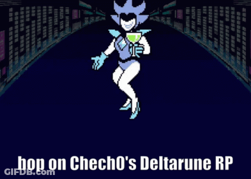 Video Game Character Holding Glass With Hop On Checho's Deltarune RP GIF