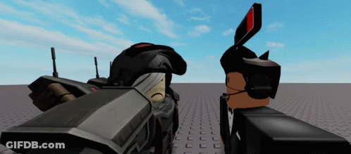 Video Game Character Holding Gun And Headphones GIF
