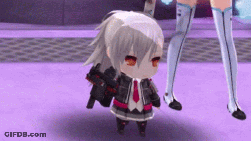 Video Game Character Holding Gun Next To Another GIF