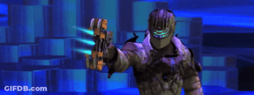 Video Game Character Holding Gun Saying Dead Space GIF