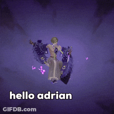 Video Game Character Holding Purple Sword Saying Hello Adrian GIF