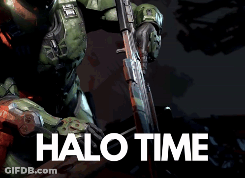 Video Game Character Holding Rifle Halo Time GIF