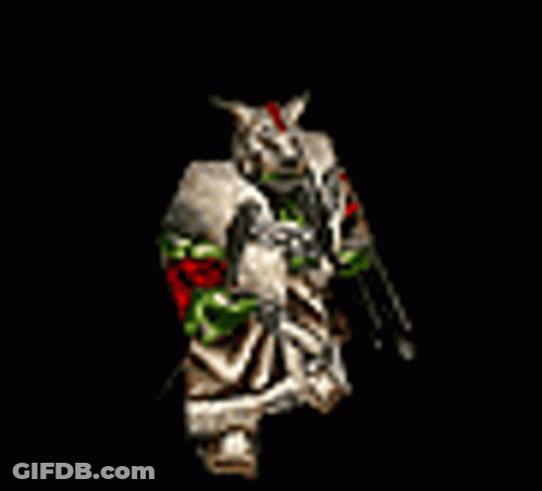 Video Game Character Holding Sword And Shield GIF