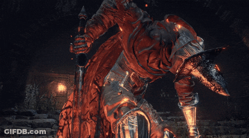 Video Game Character Holding Sword And Shield GIF