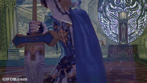 Video Game Character Holding Sword Saying Aquila GIF