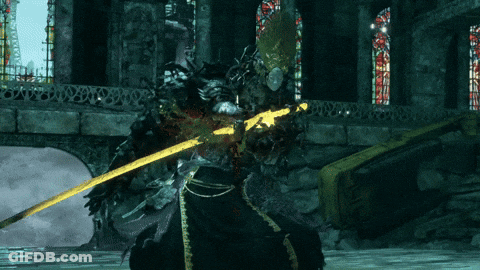 Video Game Character Holding Yellow Sword GIF