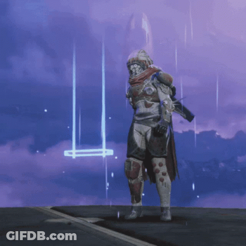 Video Game Character In Front Of Blue Light GIF