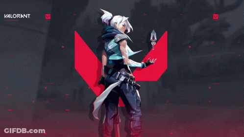 Video Game Character In Front Of Valorant Background GIF