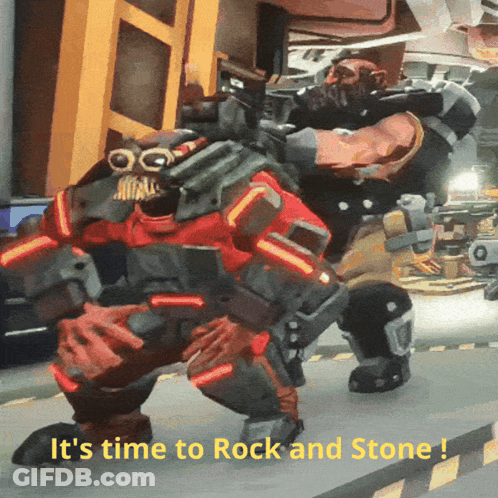 Video Game Character It's Time To Rock And Stone GIF