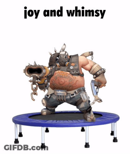 Video Game Character Jumping Blue Trampoline Joy And Whimsy GIF