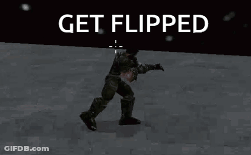 Video Game Character Jumping Saying Get Flipped GIF