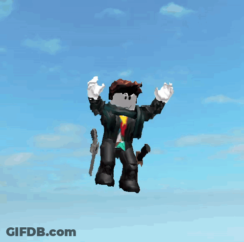 Video Game Character Jumping Victory Sign GIF