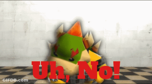 Video Game Character Laying Checkered Floor Says Uh No GIF