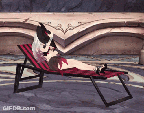 Video Game Character Laying On Lounge Chair GIF