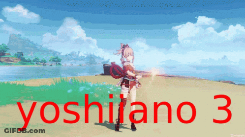 Video Game Character On Beach With Yoshiano 3 GIF