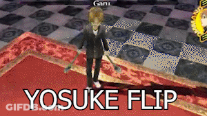 Video Game Character On Red Carpet Saying Yosuke Flip GIF