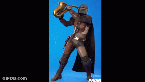 Video Game Character Playing Saxophone On Blue Background GIF